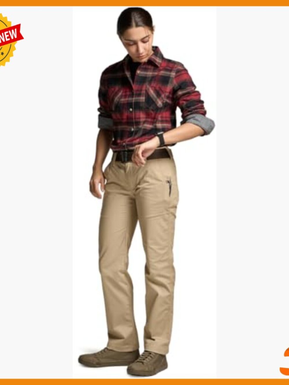 Women's Flex Stretch Tactical Work Pants, Water Resistant, Cargo Pockets - Picture 4 of 7